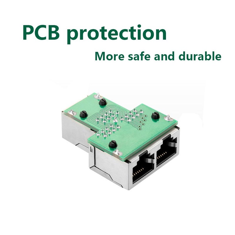 Oxsubor RJ45 Splitter Connectors Adapter 1 to 2 Ethernet Coupler Double Socket HUB Interface Contact Modular Plug Connect Network LAN Internet Cat5 Cat62 Pack (Can't Run Both at The Same TIME) - Image 2